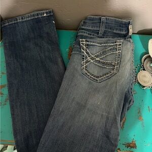 Ariat Women's Boot Cut Jeans in Dark Blue and Light Gray